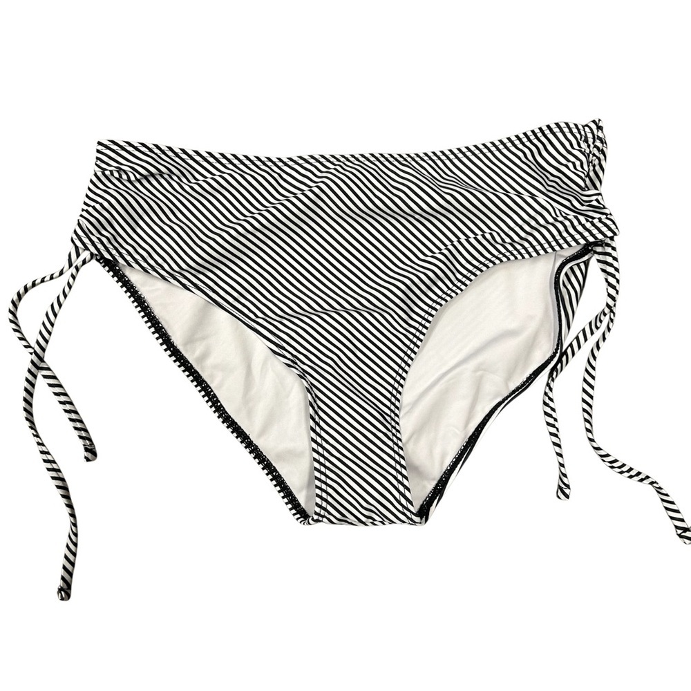 NWT Tempt Me Womens Medium black & white striped bikini bottom with side‎ ties
